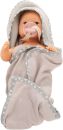 Götz-Puppen Aquini Girl Avocado Puppe - 33 cm Badepuppe ohne Haare mit braunen gemalten Augen - 6-teiliges Set mit Schnuller - Babypuppe ab 18 Monaten