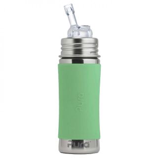 Purakiki Strohhalmflasche für Kinder, Edelstahl Sleeve Hülle, 300 ml, plastikfrei Moss