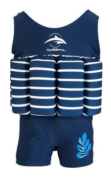 Konfidence Badeanzug Float Suit mit integriertem Auftrieb blau/weiß gestreift