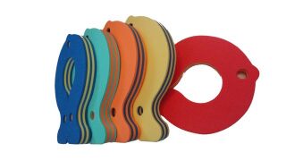 Schwimmbrett Fisch 400x300x38mm Schwimmhilfe Fisch Stripes Gestreift Gelb