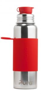 Pura Sport Edelstahl isolierte Sportflasche mit Silikon Sleeve und Big Mouth Sport Trinkverschluss 600 ml, plastikfrei Tuerkis (Aqua)