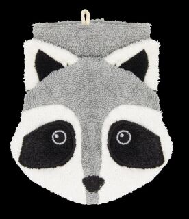Fürnis Waschlappen mit lustigen Tiermotiven Gross 100% Bio Baumwolle GOTS 569 Waschbär