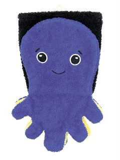 Fürnis Waschlappen mit lustigen Tiermotiven Gross 100% Bio Baumwolle GOTS 279 Tintenfisch Blau