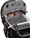 Dooky Design Sonnenschutz für Kinderwagen Sonnenschirm Graue Sterne Grey Stars
